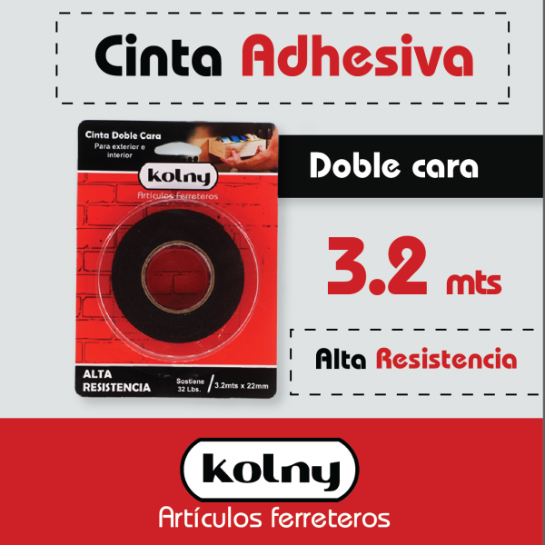 Cinta Doble Cara Negra Kolny (Blister) - Imagen 2