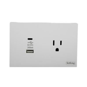 TOMACORRIENTE SENCILLO CON DOBLE USB (A+C)